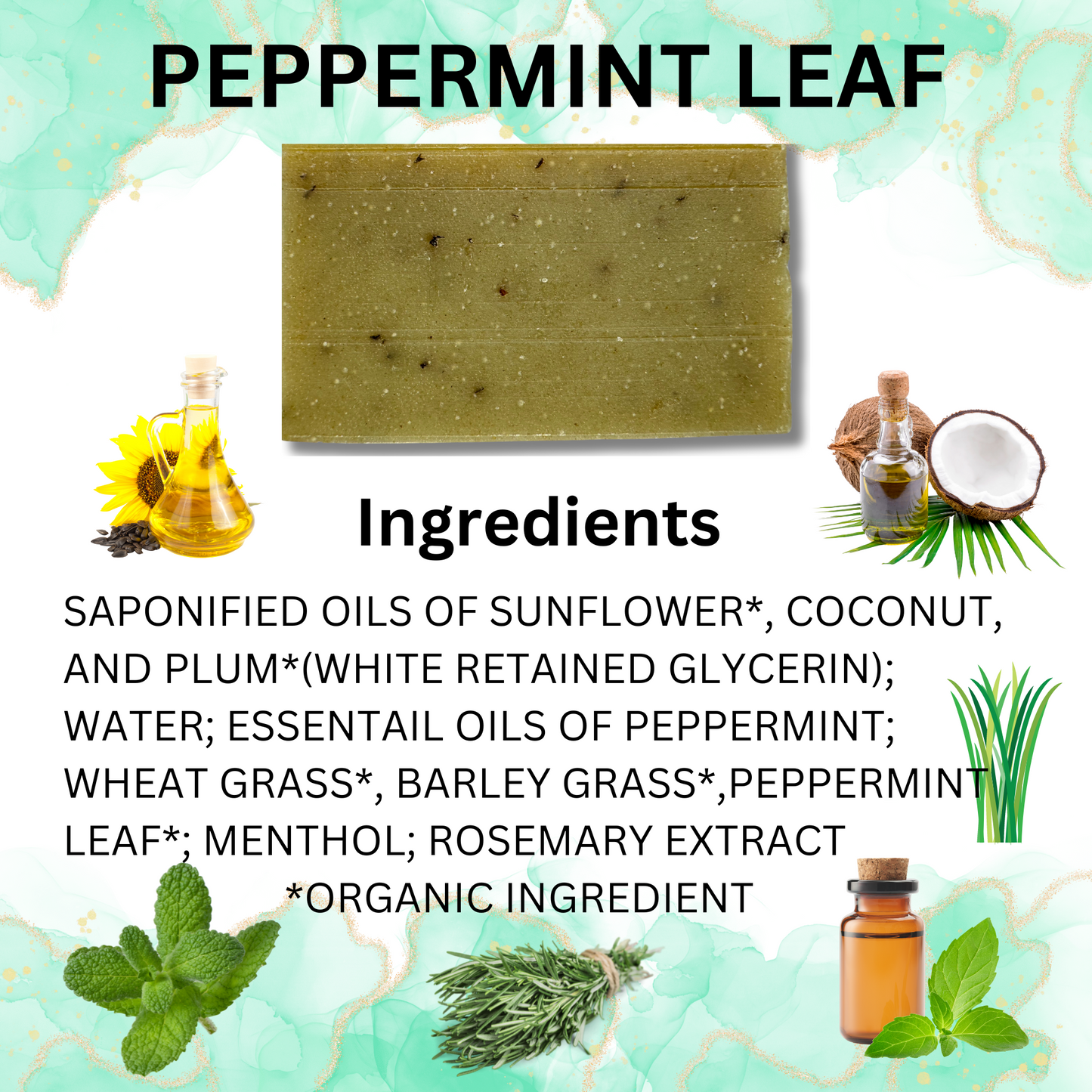Peppermint Leaf Organic Soap Bar 4 oz.