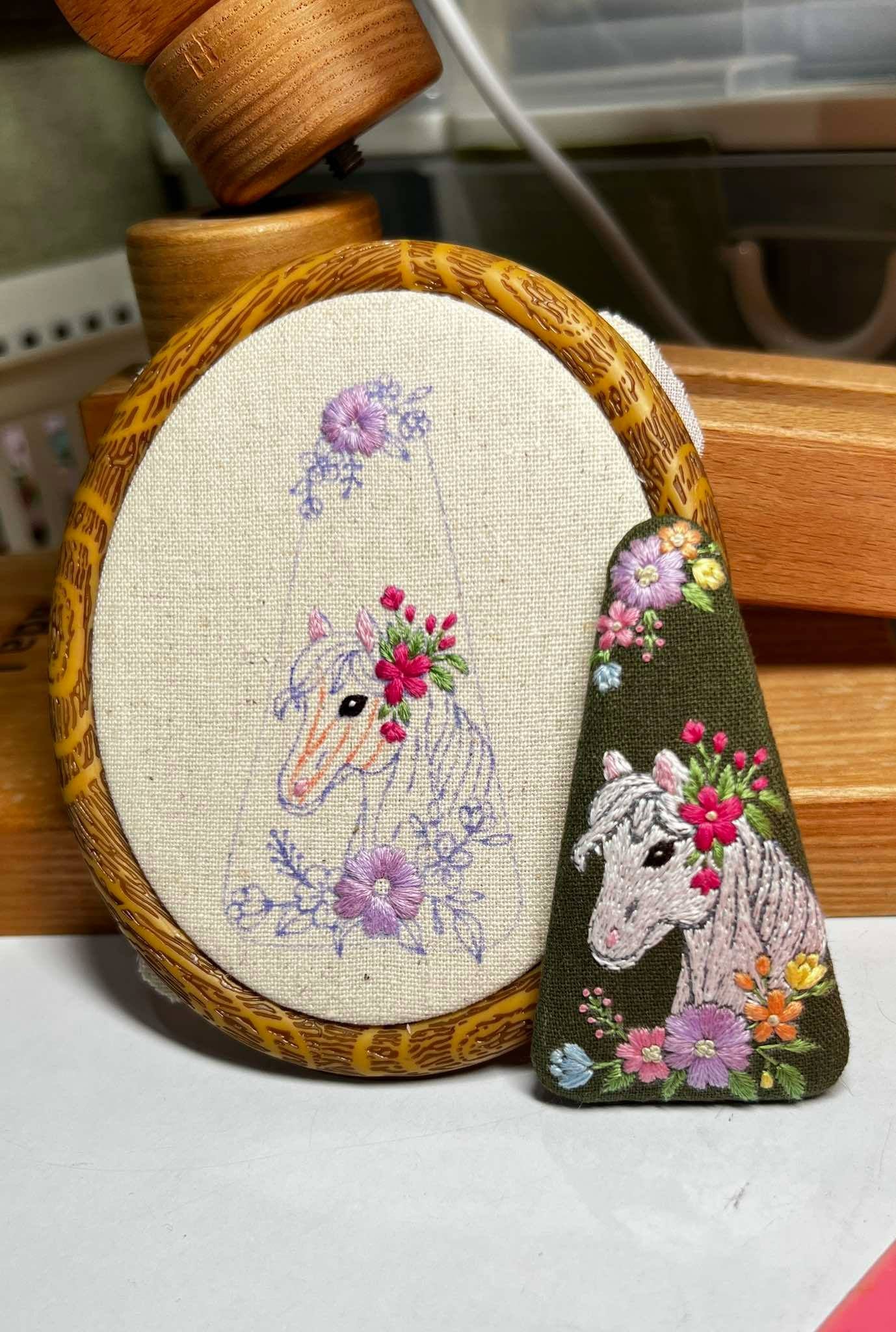 Horse Lover Embroidered red Hair Clip