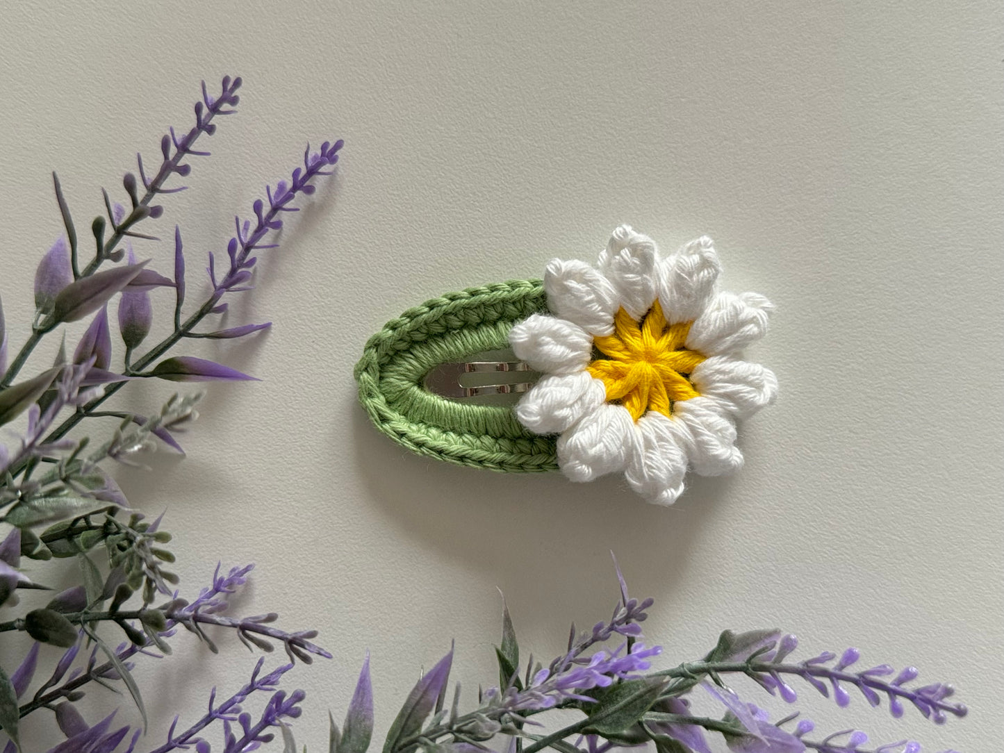 Sunflower and Daisy Crochet Hair Clip