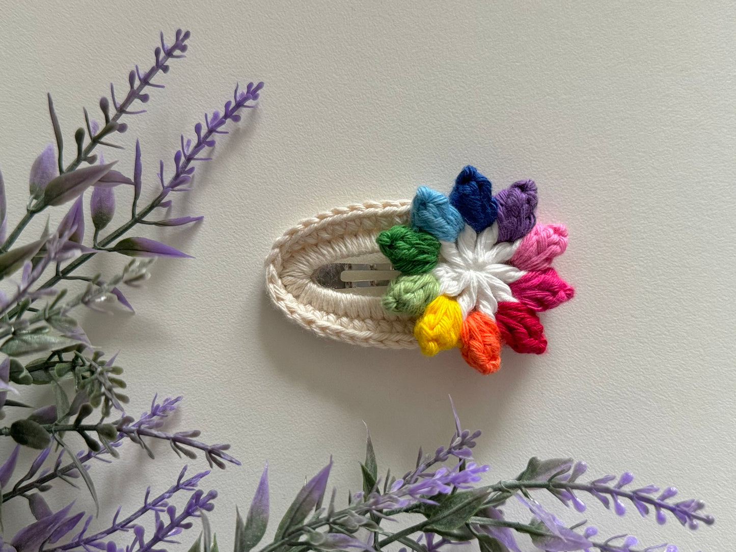Sunflower and Daisy Crochet Hair Clip