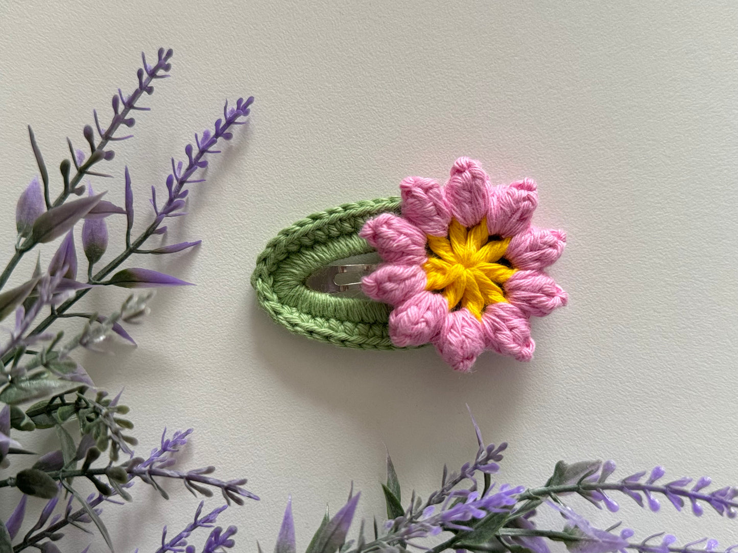 Sunflower and Daisy Crochet Hair Clip
