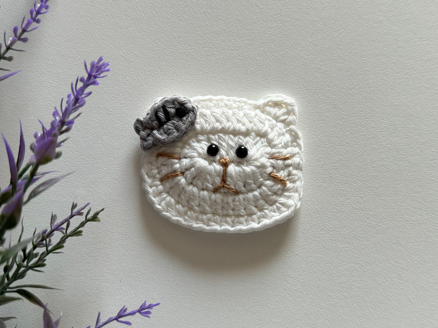 Cat with Tiny Fish Crochet Hair Clip