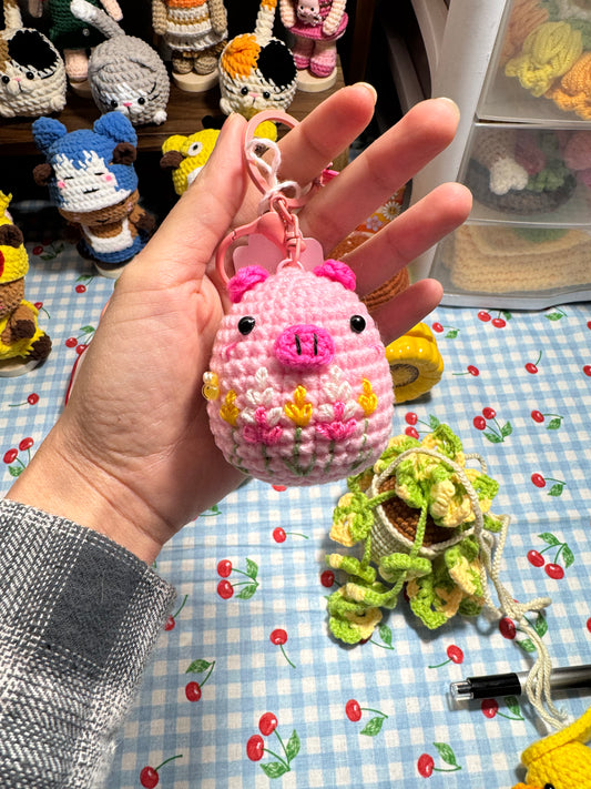 Chicken | Pig | CapybaraCrochet and Embroidery Keychain and Pocket Friend