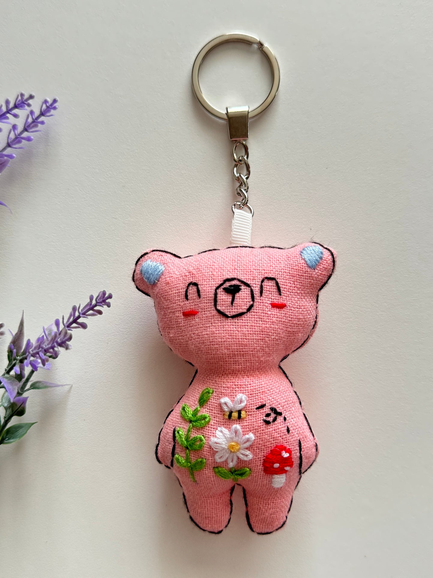 Bear Embroidered Keychain