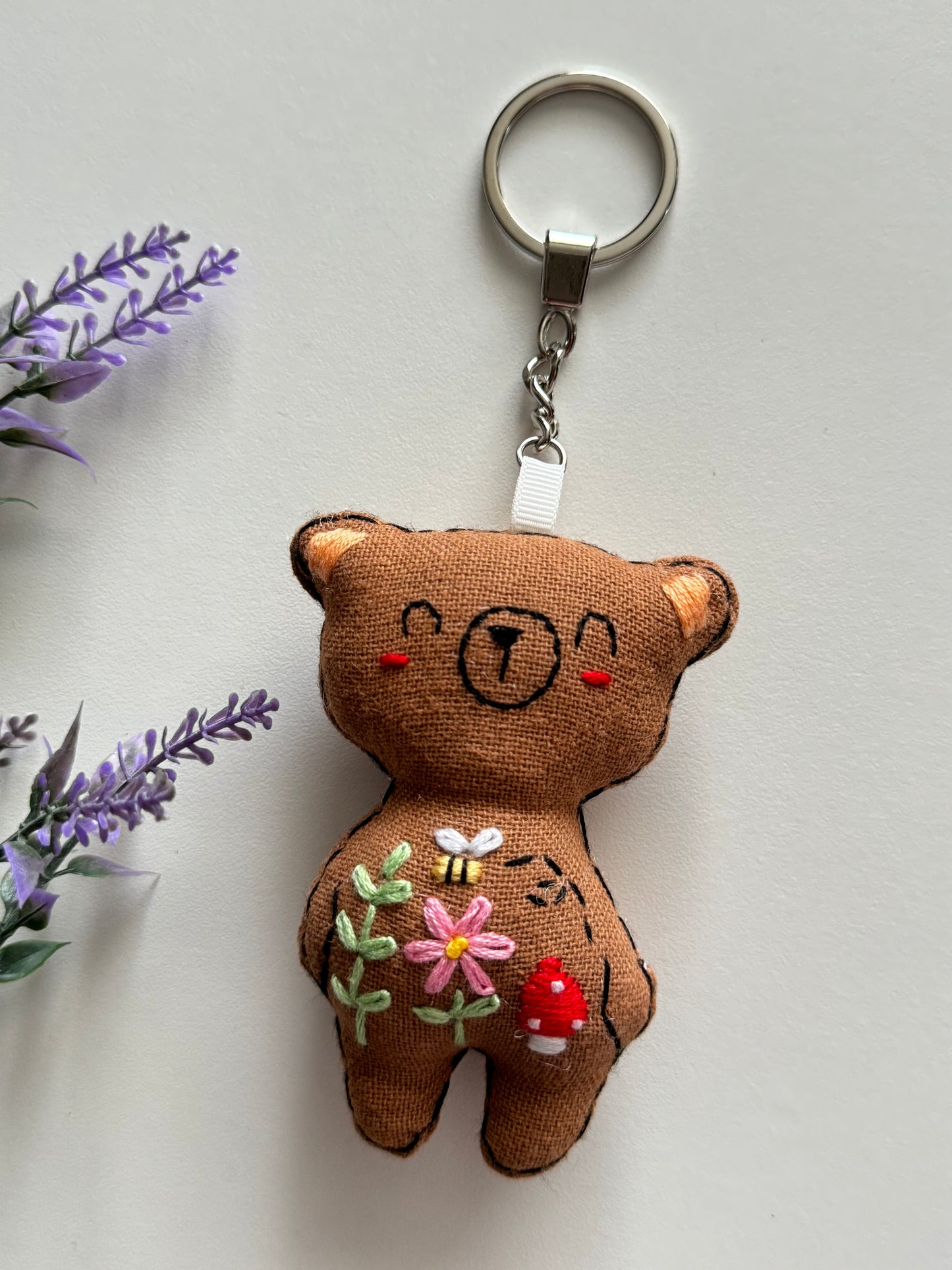 Bear Embroidered Keychain