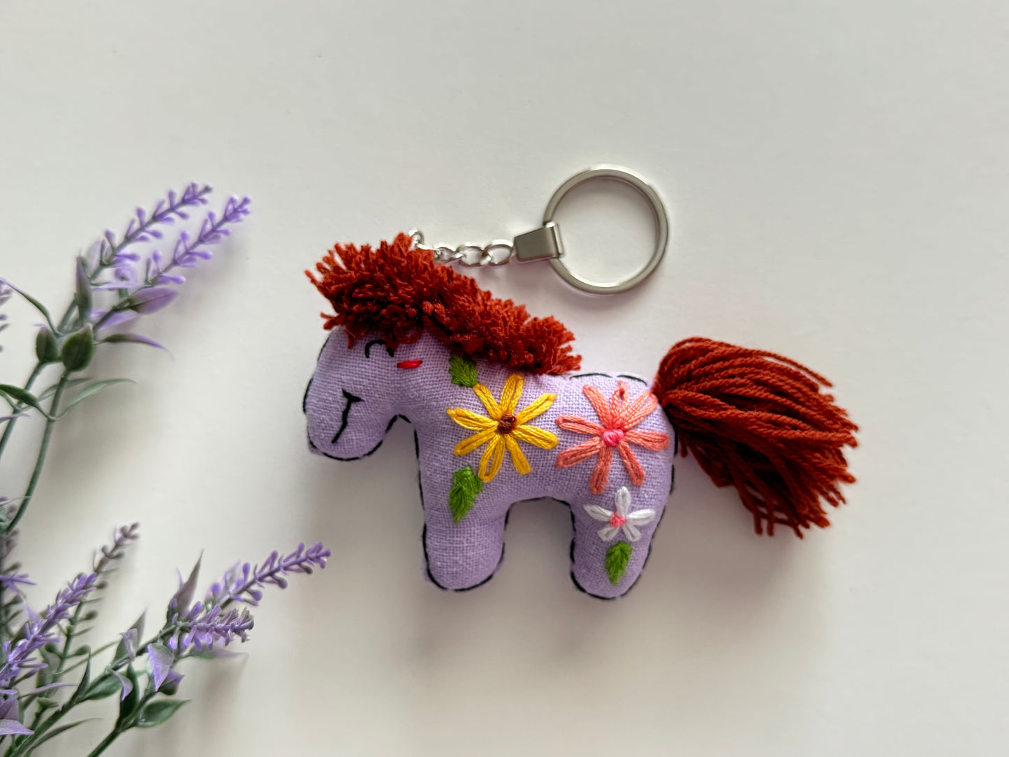 Horse Embroidered Keychain