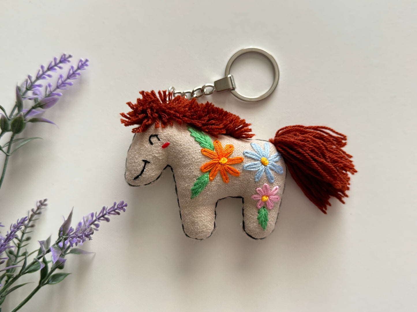 Horse Embroidered Keychain