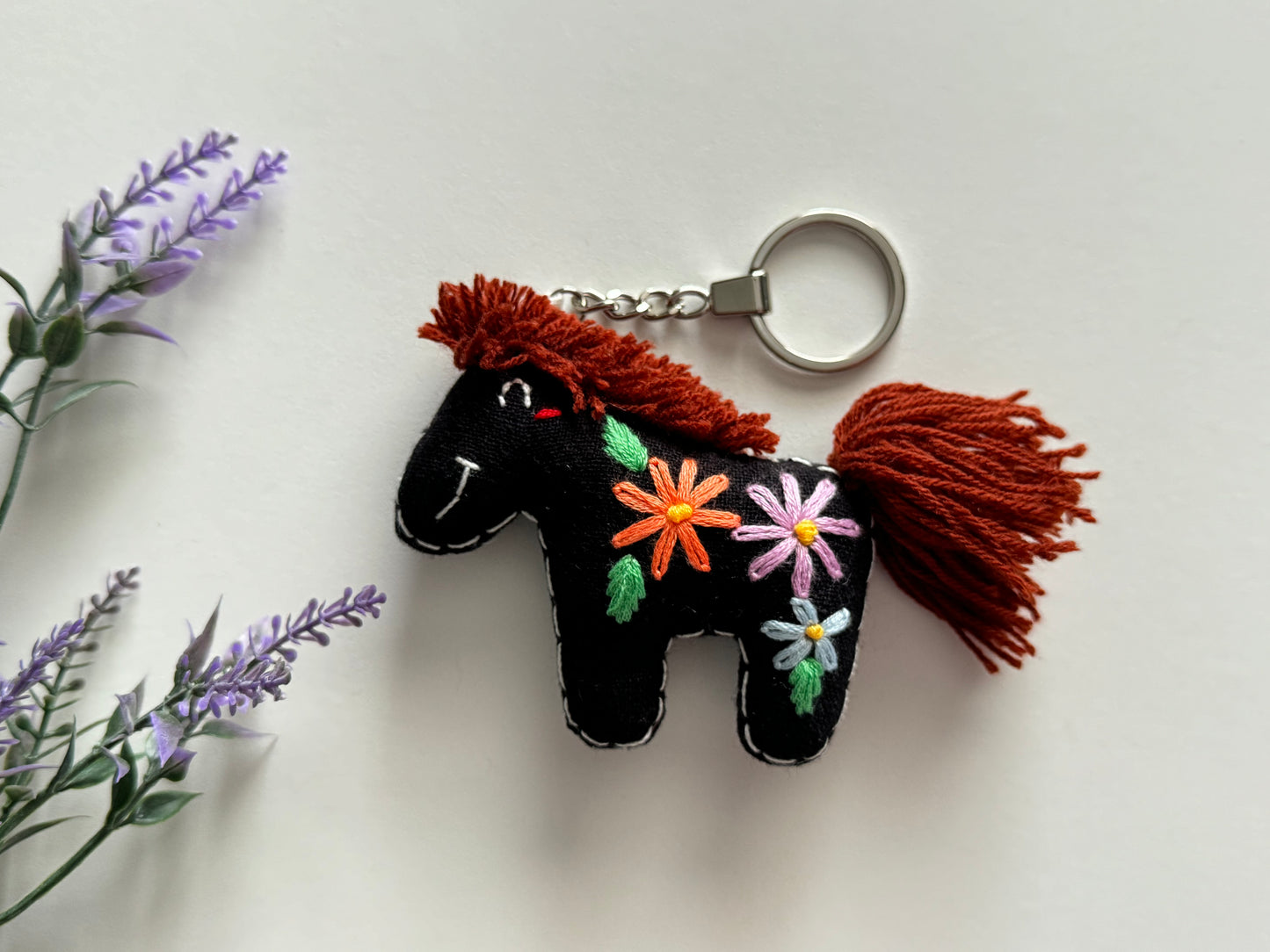 Horse Embroidered Keychain