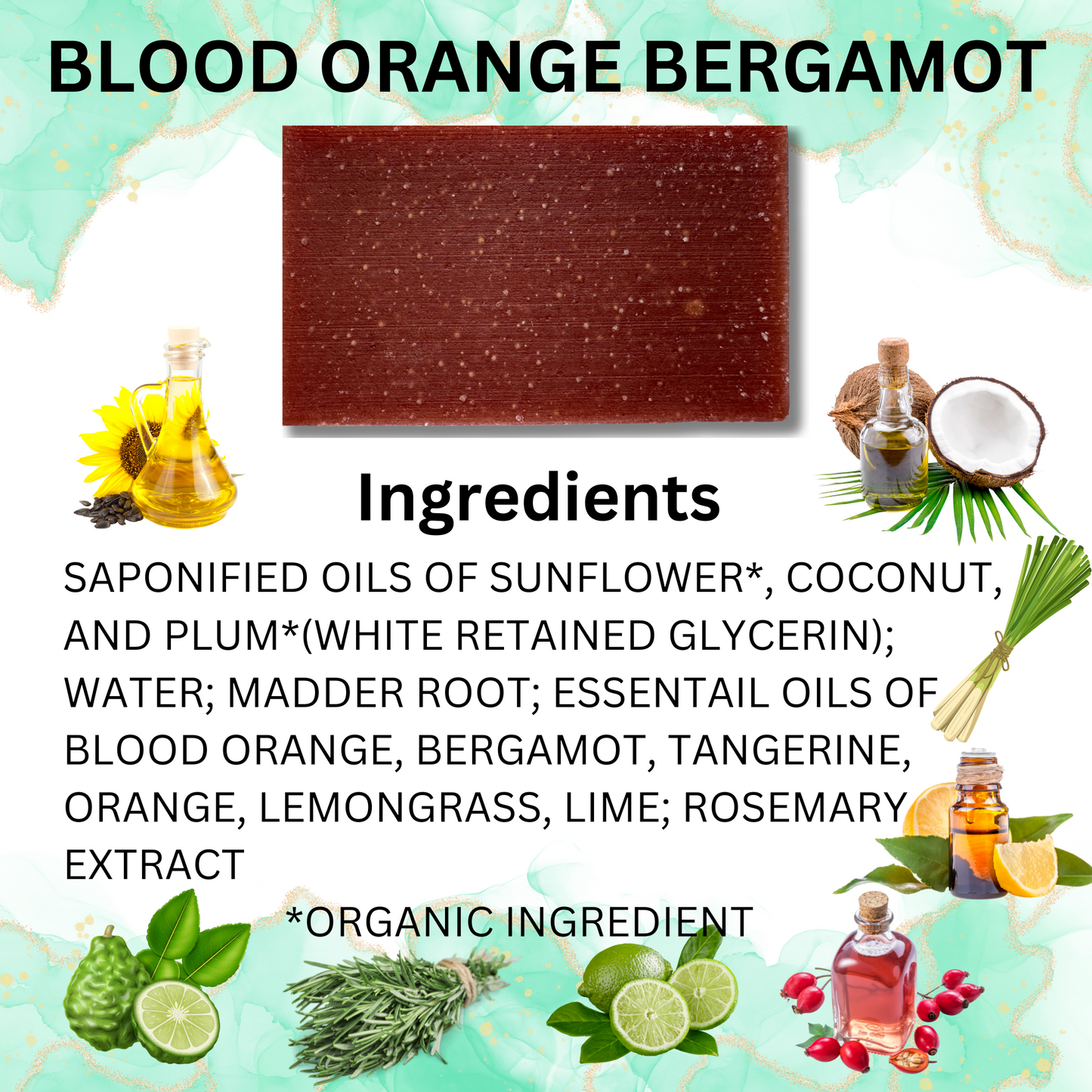 Blood Orange Bergamot Organic Soap Bar 4 oz