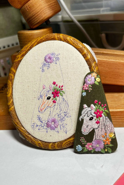 Horse Lover Embroidered red Hair Clip