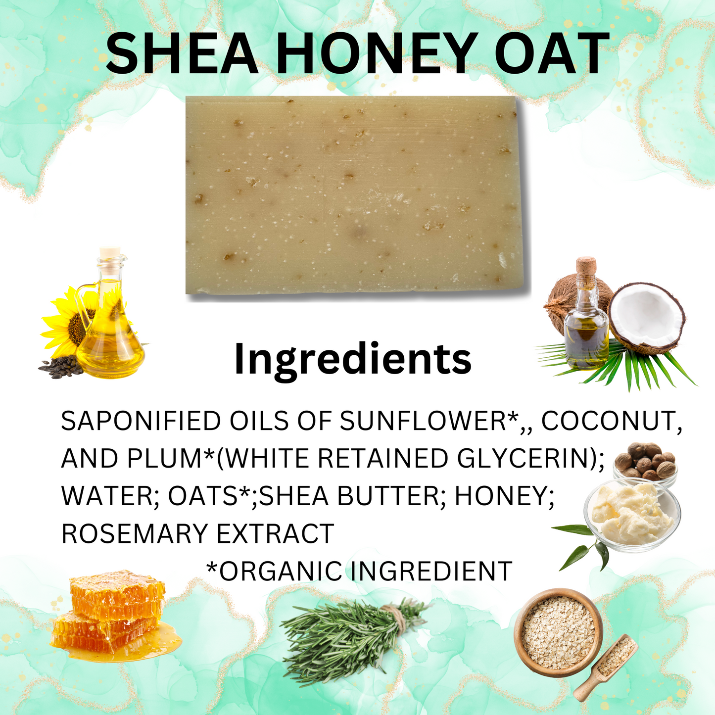 Shea Honey Oat Organic Soap bar 4 oz.