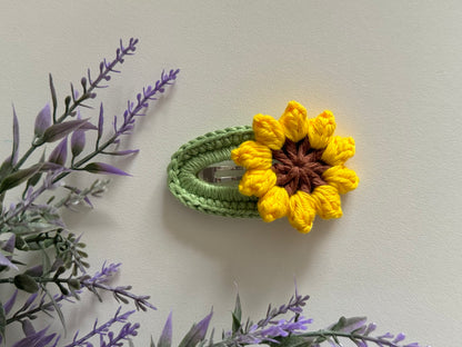 Sunflower and Daisy Crochet Hair Clip