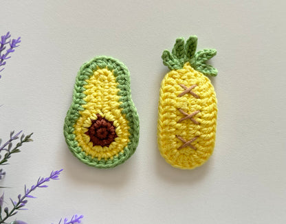 Avocado and Pineapple Crochet Hair Clip