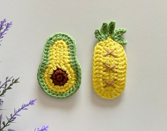 Avocado and Pineapple Crochet Hair Clip