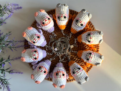 Kitty Cat in Shark Costume Crochet Keychain