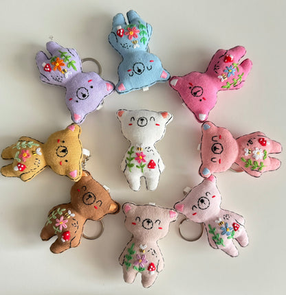 Bear Embroidered Keychain