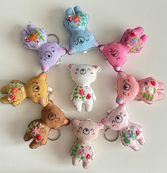 Bear Embroidered Keychain