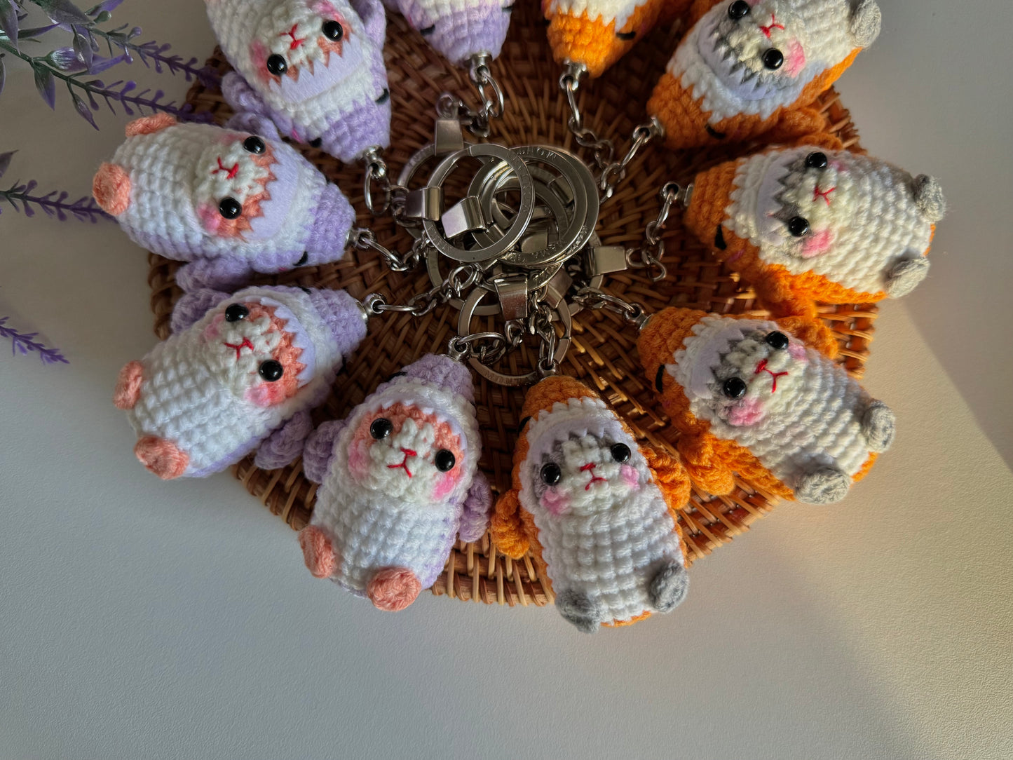 Kitty Cat in Shark Costume Crochet Keychain