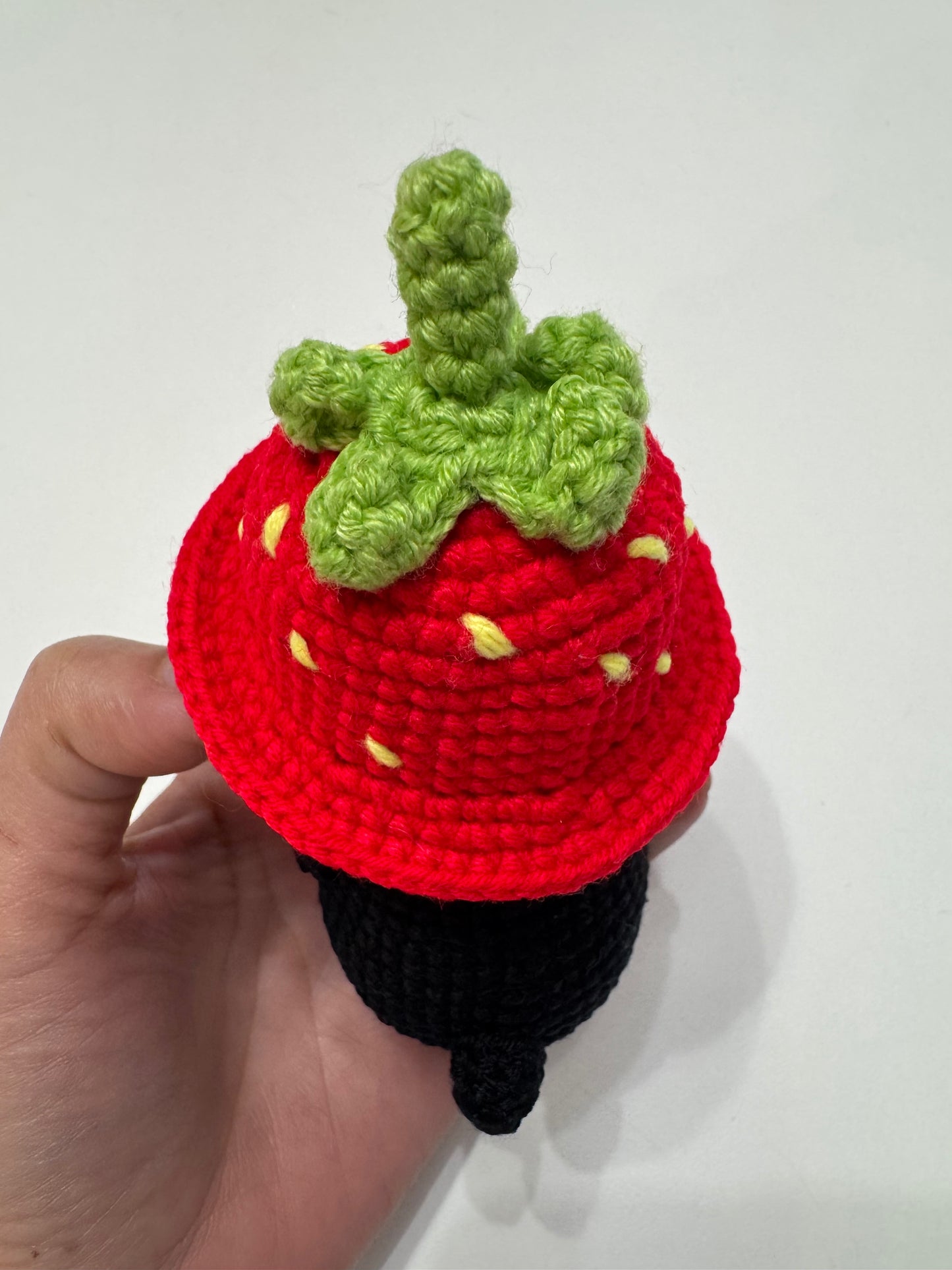 Penguin with Strawberry Hat Crochet Keychain