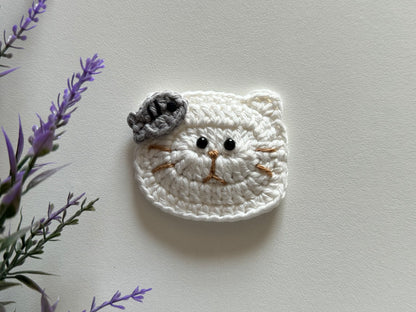 Cat with Tiny Fish Crochet Hair Clip