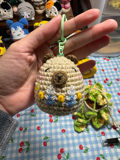 Chicken | Pig | CapybaraCrochet and Embroidery Keychain and Pocket Friend