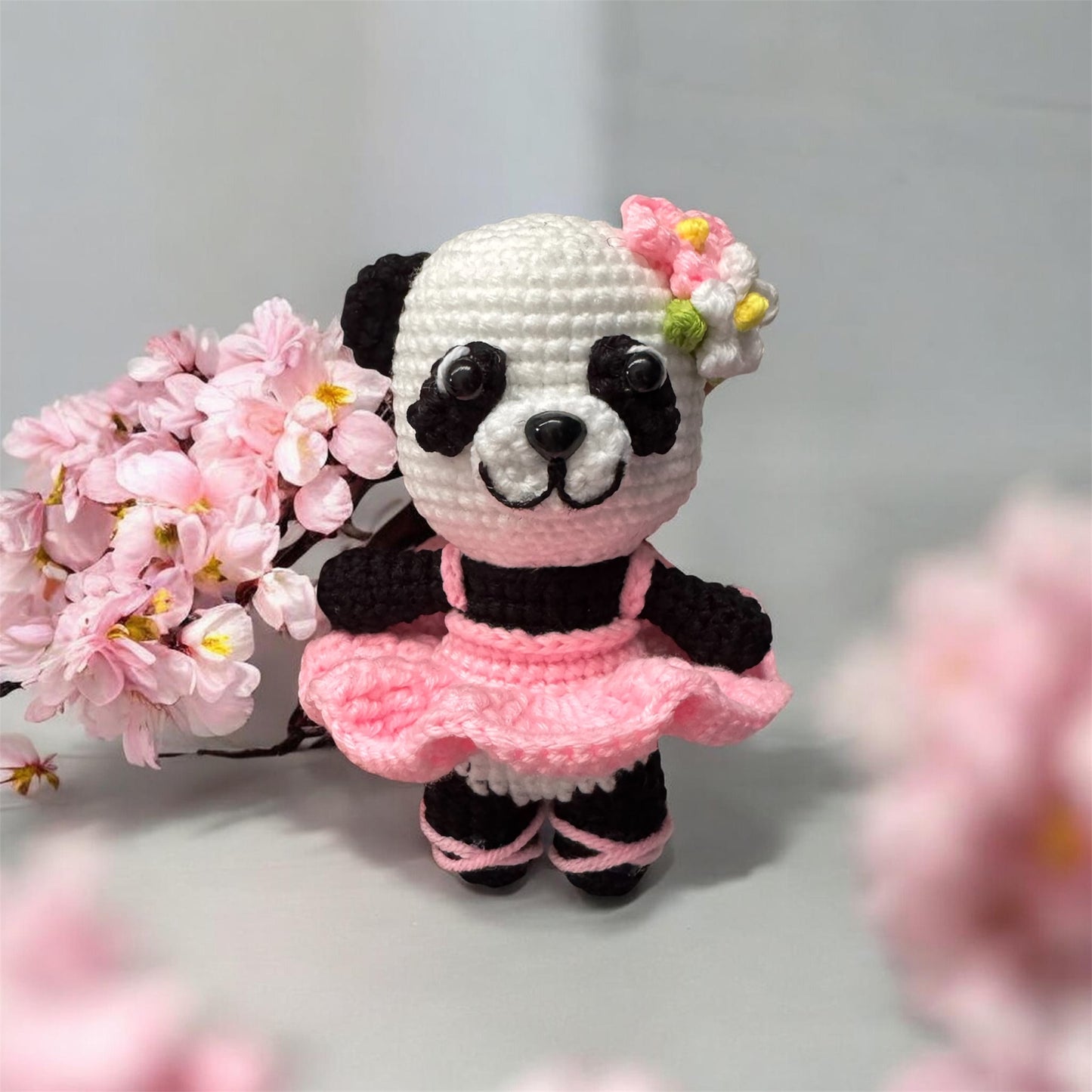 Panda Ballet Crochet Keychain or Desk Decoration