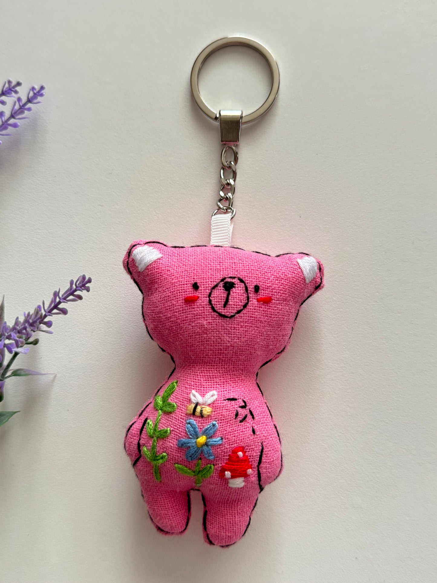 Bear Embroidered Keychain