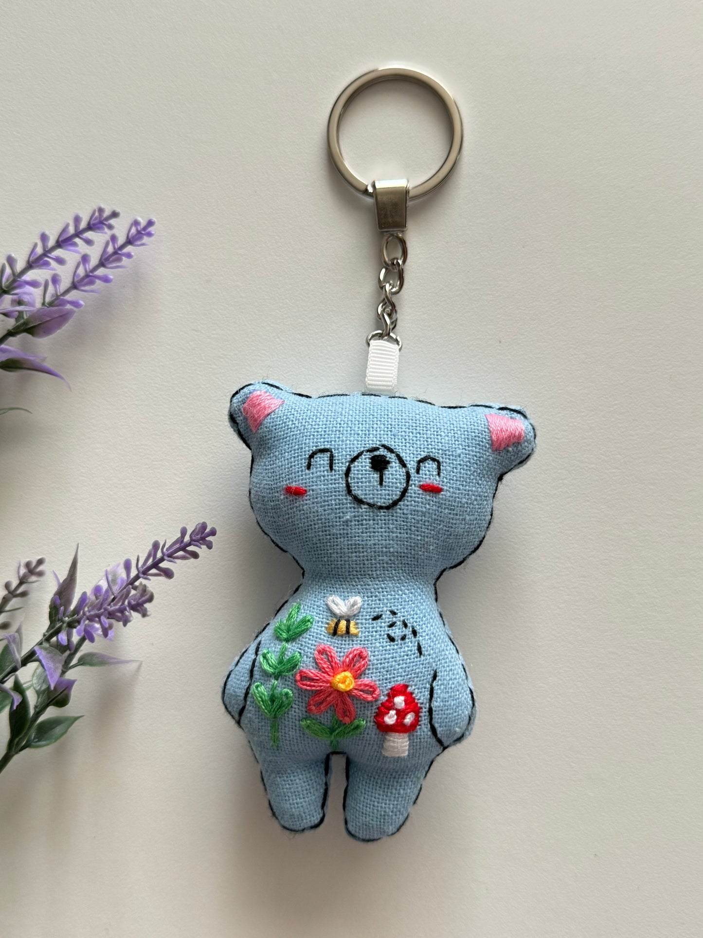 Bear Embroidered Keychain