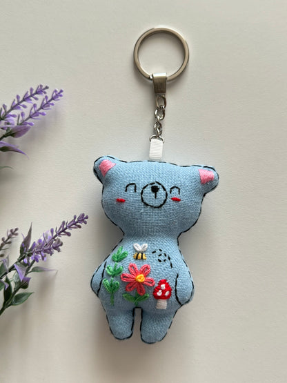 Bear Embroidered Keychain