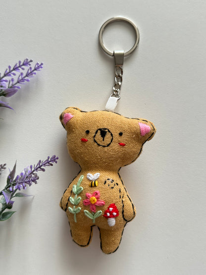 Bear Embroidered Keychain