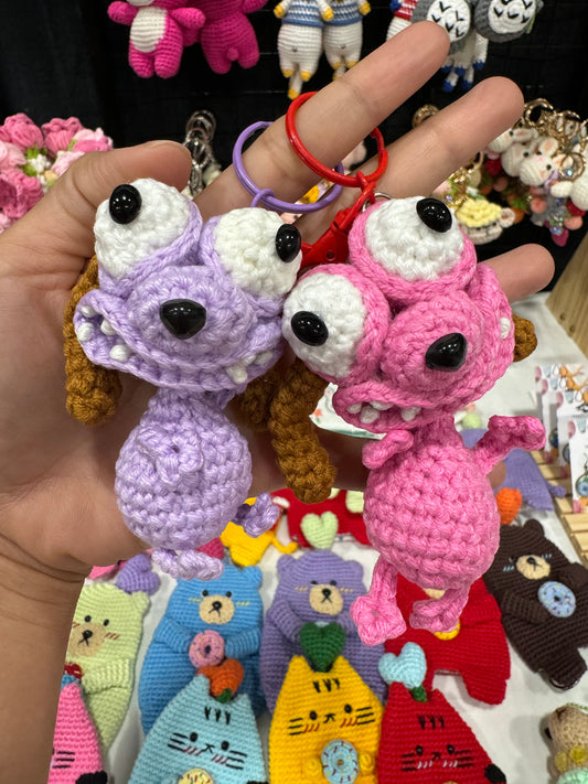 Courage the Cowardly Dog crochet keychain