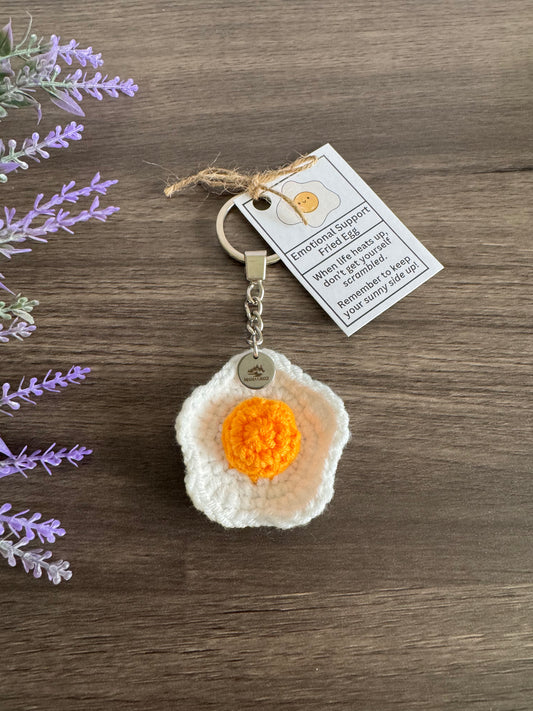 Fried Egg Crochet Keychain