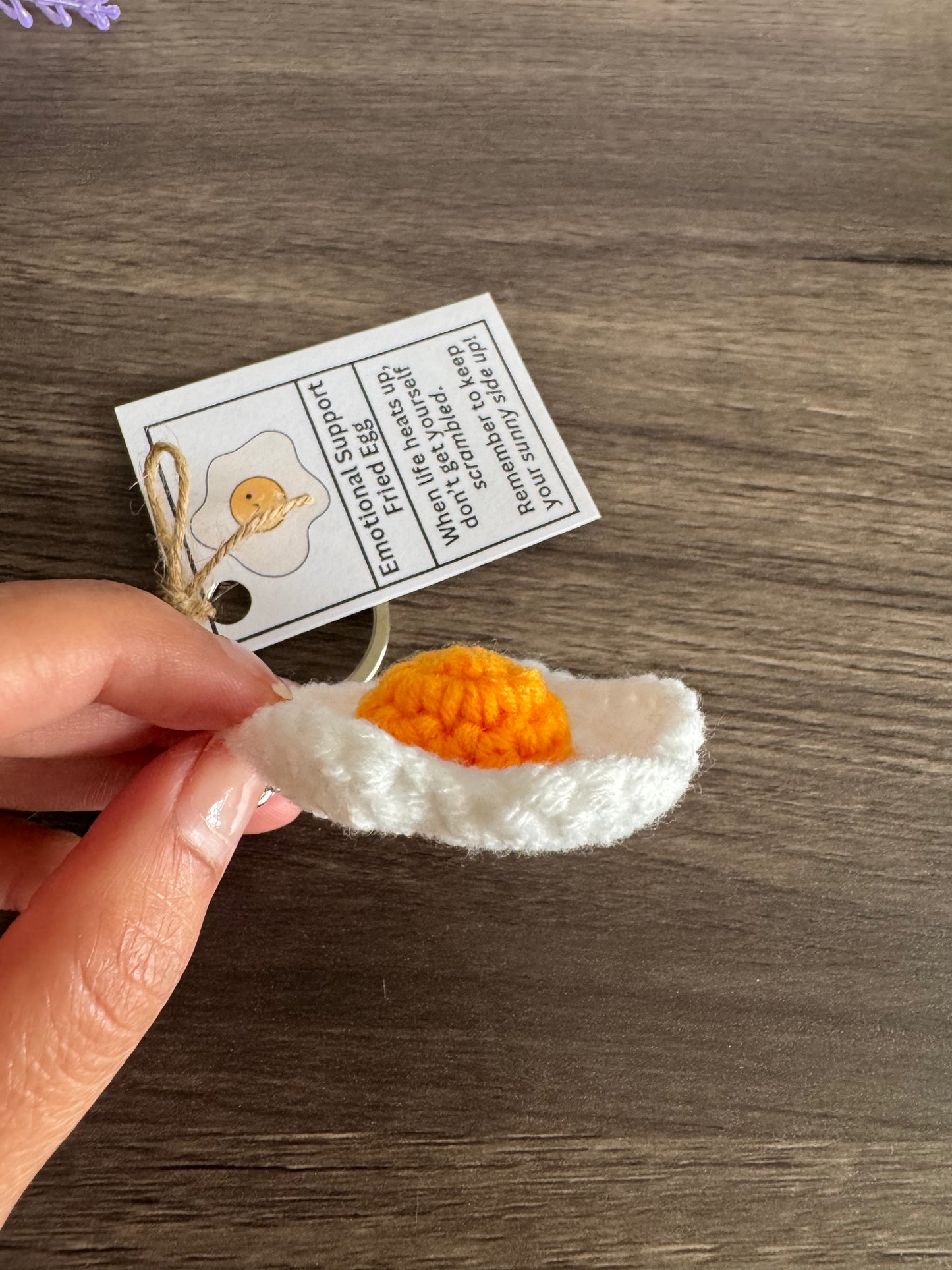 Fried Egg Crochet Keychain