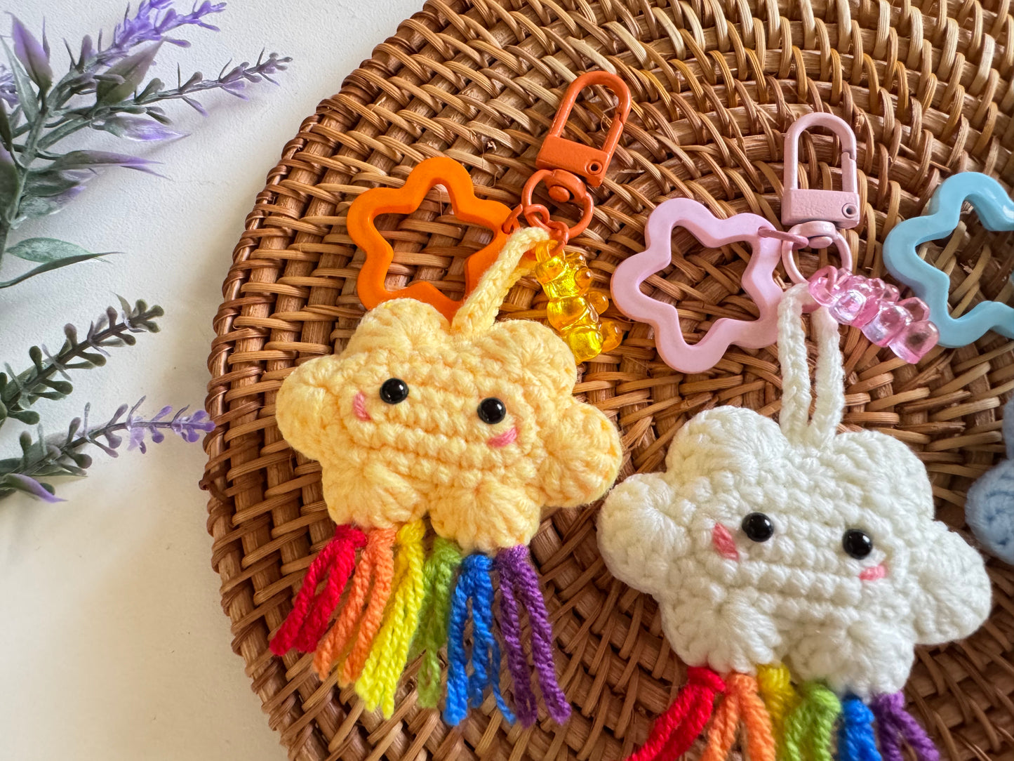 Adorable Cloud with Rainbow Crochet Keychain
