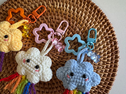 Adorable Cloud with Rainbow Crochet Keychain